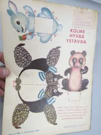 Lasten Maailma 1955 nr 6, tehtäviä, tarinoita, sarjakuvia, päätoimittaja Markus Rautio, Takasivu leikattavat eläinhahmot