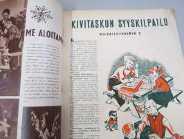 Lasten Maailma 1955 nr 11, tehtäviä, tarinoita, sarjakuvia, päätoimittaja Markus Rautio, takasivu leikattava nuken kehto