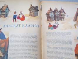 Lasten Maailma 1955 nr 3, tehtäviä, tarinoita, sarjakuvia, päätoimittaja Markus Rautio, takasivu leikattava - yhteenommeltava rasia