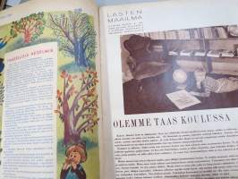 Lasten Maailma 1955 nr 9, tehtäviä, tarinoita, sarjakuvia, päätoimittaja Markus Rautio, takasivu lukujärjestys