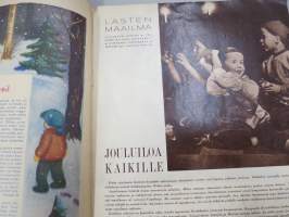 Lasten Maailma 1955 nr 12, tehtäviä, tarinoita, sarjakuvia, päätoimittaja Markus Rautio, takasivu irtileikattava jouluenkeli siipineen