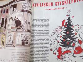 Lasten Maailma 1955 nr 12, tehtäviä, tarinoita, sarjakuvia, päätoimittaja Markus Rautio, takasivu irtileikattava jouluenkeli siipineen