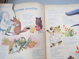 Lasten Maailma 1955 nr 10, tehtäviä, tarinoita, sarjakuvia, päätoimittaja Markus Rautio,kuvituksia mm. Maija Karma