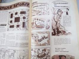 Lasten Maailma 1955 nr 5, tehtäviä, tarinoita, sarjakuvia, päätoimittaja Markus Rautio, kuvituksia mm. Maija Karma, takasivu Perhospeli