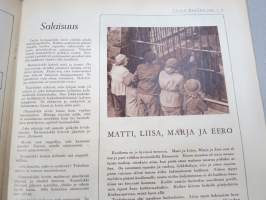 Lasten Maailma 1954 nr 6, tehtäviä, tarinoita, sarjakuvia, päätoimittaja Markus Rautio, kuvituksia mm. Maija Karma, takasivu Pekan unitaivas