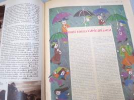 Lasten Maailma 1954 nr 6, tehtäviä, tarinoita, sarjakuvia, päätoimittaja Markus Rautio, kuvituksia mm. Maija Karma, takasivu Pekan unitaivas