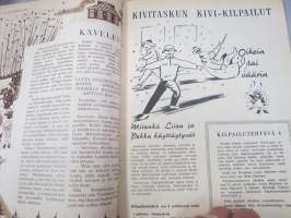 Lasten Maailma 1954 nr 12, tehtäviä, tarinoita, sarjakuvia, päätoimittaja Markus Rautio, kuvituksia mm. Maija Karma, takasivu joulukalenteri