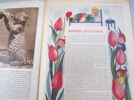 Lasten Maailma 1954 nr 12, tehtäviä, tarinoita, sarjakuvia, päätoimittaja Markus Rautio, kuvituksia mm. Maija Karma, takasivu joulukalenteri