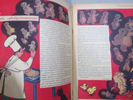 Lasten Maailma 1954 nr 3, tehtäviä, tarinoita, sarjakuvia, päätoimittaja Markus Rautio, kuvituksia mm. Maija Karma, takasivu &quot;Pienen aasin peli&quot;