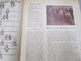 Lasten Maailma 1954 nr 3, tehtäviä, tarinoita, sarjakuvia, päätoimittaja Markus Rautio, kuvituksia mm. Maija Karma, takasivu &quot;Pienen aasin peli&quot;