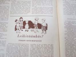 Lasten Maailma 1954 nr 3, tehtäviä, tarinoita, sarjakuvia, päätoimittaja Markus Rautio, kuvituksia mm. Maija Karma, takasivu &quot;Pienen aasin peli&quot;