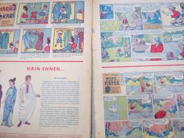 Lasten Maailma 1954 nr 3, tehtäviä, tarinoita, sarjakuvia, päätoimittaja Markus Rautio, kuvituksia mm. Maija Karma, takasivu &quot;Pienen aasin peli&quot;
