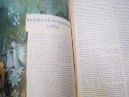 Lasten Maailma 1954 nr 7, tehtäviä, tarinoita, sarjakuvia, päätoimittaja Markus Rautio, kuvituksia mm. Maija Karma, takasivu hyönteisiä heinikossa