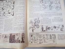 Lasten Maailma 1954 nr 7, tehtäviä, tarinoita, sarjakuvia, päätoimittaja Markus Rautio, kuvituksia mm. Maija Karma, takasivu hyönteisiä heinikossa
