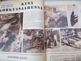 Lasten Maailma 1954 nr 8, tehtäviä, tarinoita, sarjakuvia, päätoimittaja Markus Rautio, kuvituksia mm. Maija Karma, takasivu Ulla-Maijan kesäasut -paperinukke
