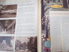 Lasten Maailma 1954 nr 8, tehtäviä, tarinoita, sarjakuvia, päätoimittaja Markus Rautio, kuvituksia mm. Maija Karma, takasivu Ulla-Maijan kesäasut -paperinukke