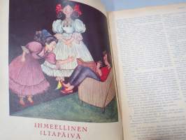Lasten Maailma 1954 nr 11, tehtäviä, tarinoita, sarjakuvia, päätoimittaja Markus Rautio, kuvituksia mm. Maija Karma, takasivu Yhteentörmäyspeli