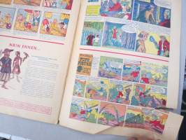 Lasten Maailma 1954 nr 11, tehtäviä, tarinoita, sarjakuvia, päätoimittaja Markus Rautio, kuvituksia mm. Maija Karma, takasivu Yhteentörmäyspeli