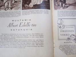 Lasten Maailma 1954 nr 9, tehtäviä, tarinoita, sarjakuvia, päätoimittaja Markus Rautio, kuvituksia mm. Maija Karma, takasivu lukujärjestys