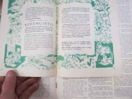 Lasten Maailma 1954 nr 9, tehtäviä, tarinoita, sarjakuvia, päätoimittaja Markus Rautio, kuvituksia mm. Maija Karma, takasivu lukujärjestys