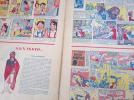 Lasten Maailma 1954 nr 9, tehtäviä, tarinoita, sarjakuvia, päätoimittaja Markus Rautio, kuvituksia mm. Maija Karma, takasivu lukujärjestys