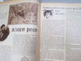 Lasten Maailma 1954 nr 5, tehtäviä, tarinoita, sarjakuvia, päätoimittaja Markus Rautio, kuvituksia mm. Maija Karma, takasivu &quot;Sininen ruudukko&quot;
