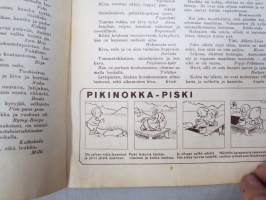 Lasten Maailma 1954 nr 5, tehtäviä, tarinoita, sarjakuvia, päätoimittaja Markus Rautio, kuvituksia mm. Maija Karma, takasivu &quot;Sininen ruudukko&quot;