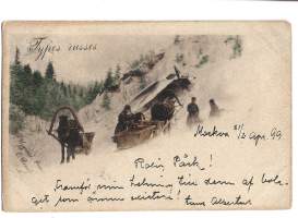 Talvinen Venäjä -  paikkakuntapostikortti postikortti kulkenut 1899 Moskovasta Helsinkiin  merkki pois