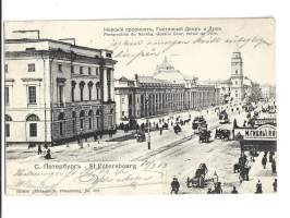 St Petersbourg / Nevski   paikkakuntapostikortti postikortti kulkenut 1903 Pietarista Hankoon  merkki pois
