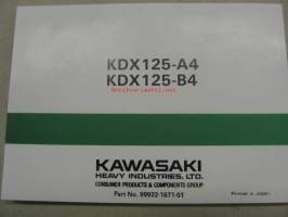 Kawasaki KDX125SR (KDX125-A4, KDX125B-4) owner´s manual -käyttöohjekirja englanniksi