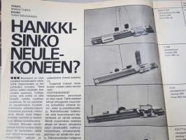 Omin Käsin 1971 nr 3, Hankkisinko neulekoneen, Sisustusideoita, Neuleita, Tilkkujuttu, Rullaverho, Leena Tulokas, Punainen sohva, Koululaukut, ym.