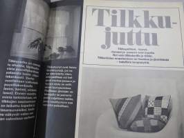 Omin Käsin 1971 nr 3, Hankkisinko neulekoneen, Sisustusideoita, Neuleita, Tilkkujuttu, Rullaverho, Leena Tulokas, Punainen sohva, Koululaukut, ym.