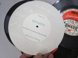 Univox Interprint Tonkort - Disco 1-8 Espanol -espanjan kielen kielikurssin singlelevyt, käyttämätön setti