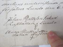 Kauppakirja Lieto - Isotalo verorustholli, myyjä Juho Matinpoika Sakari, ostaja Juho Matinpoika Isotalo, 6.11.1830 -ruotsinkielinen asiakirja