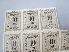 Kaasuöljyä - Gasolja -säännöstelykuponki / arkki -sota- ja pula-ajalta