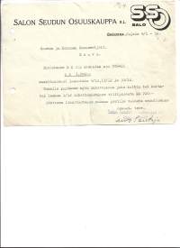 Salon Seudun Osuuskauppa Hajala 1938 - firmalomake