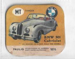 BMW 501 Cabriolet  - autokuva  autokortti, keräilykuva, kahvipakettikuva  -