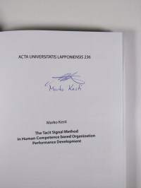 The Tacit Signal Method in Human Competence Based Organization Performance Development (signeerattu)