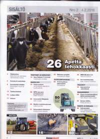 Koneviesti 2/2016. Mukana Bioenergia -osio (50 sivua). Apevaunut ja -sekoittimet. Teemana rakentaminen.