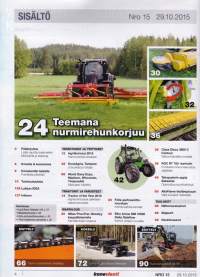 Koneviesti 15/2015. Mukana Maastokoneviesti, niittomurskaimet, noukinvaunut, silppurit