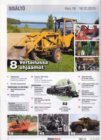 Koneviesti 18/2015. Mukana telatraktorit 1955 (yli 3 tonnia). Lokomo tiellä ja metsässä. Kempsut sodassa ja rauhassa. Veteraanikoneet!