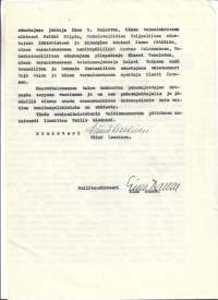 Väinö Leskinen nimikirjoitus -sosiaaliministeriön asiakirjassa 1952