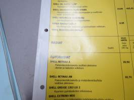 Shell öljyt, rasvat, voiteluaineet tuoteluteelo + hinnasto -myyntiesite