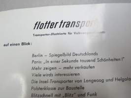 Flotter Transport 1964 nr 6 - Volkswagen Transporter commercial magazine - Volkswagenin tehtaan hyötyajoneuvojen erillislehti
