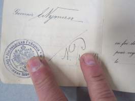 Заграничный паспортъ - Matkapassi ulkomaille - Pass för utrikesresa - Reisepass für das Ausland, fil. kand Arnold Nordling sekä vaimo Anna, 21.6.1912, Helsinki