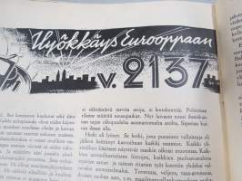 Maanpuolustusnuoriso 1938 nr 7, Kansikuva AISY Viipurin kevätmessuilla (huomaa isopyörä rekvisiittana), Erkki Kukkonen hautajaisselsotus, Lentokentän laidalta