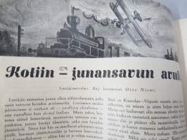 Maanpuolustusnuoriso 1938 nr 7, Kansikuva AISY Viipurin kevätmessuilla (huomaa isopyörä rekvisiittana), Erkki Kukkonen hautajaisselsotus, Lentokentän laidalta