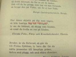 Spex, Spex, Spex... -hupinäytelmän &quot;käsikirjoitus&quot; sekä mainoskirjoitelmia (mm. Tammisaaren Panomon Brown Stout mainosmerkki kanteen liimattuna)