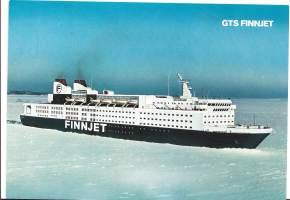 GTS Finnjet  - laivaesite A5 koko  tekniset tiedot takana