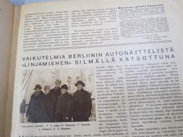 Automies 1935 nr 3 -Korpivaara &amp; Halla Oy asiakaslehti, Studebaker johtaa laatuvaunujen myyntiä vm. 1935, Mainostuksesta, &quot;Linjamiehiä&quot; Berliinin Autonäyttelyssä...